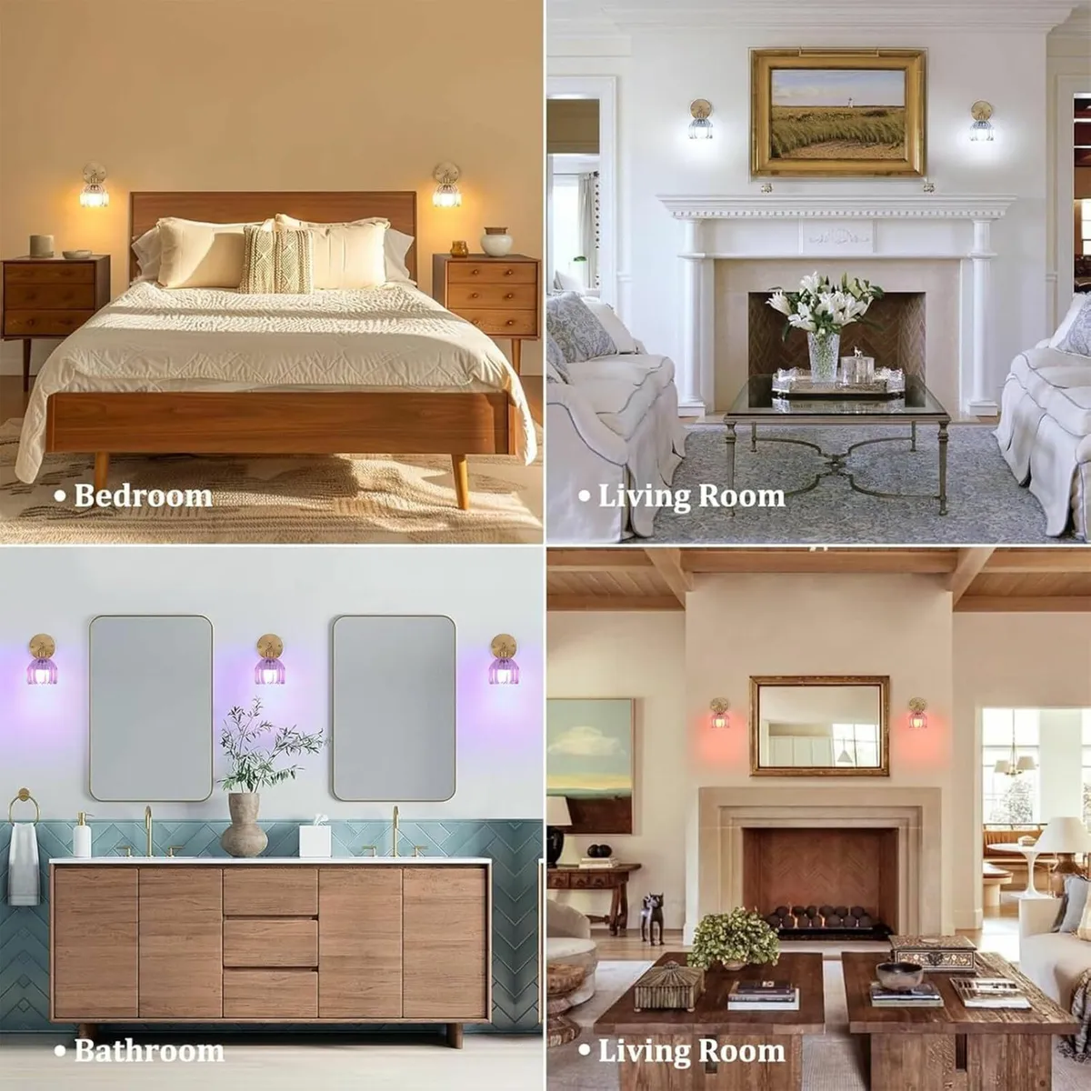 Set of 2 Battery Operated Wall Sconce Rechargeable - Image 3