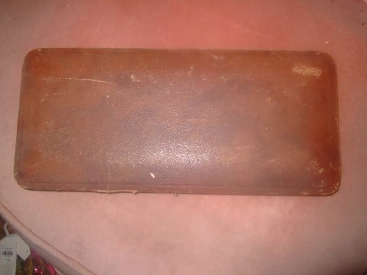 . Vintage Silver 12 Tea Spoons & Sugar Tongs/Case - Image 1