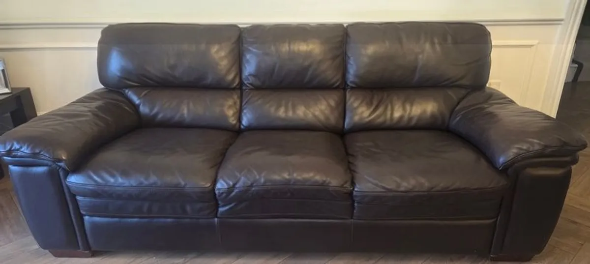 Leather 2 Piece Couch - Brown - Image 2