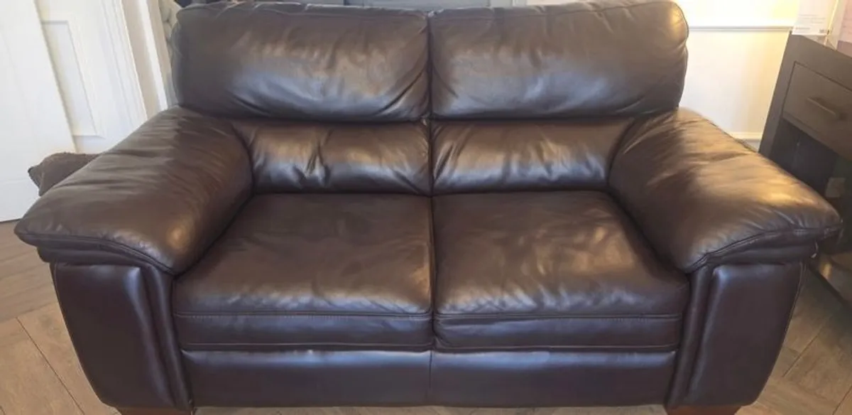 Leather 2 Piece Couch - Brown - Image 4