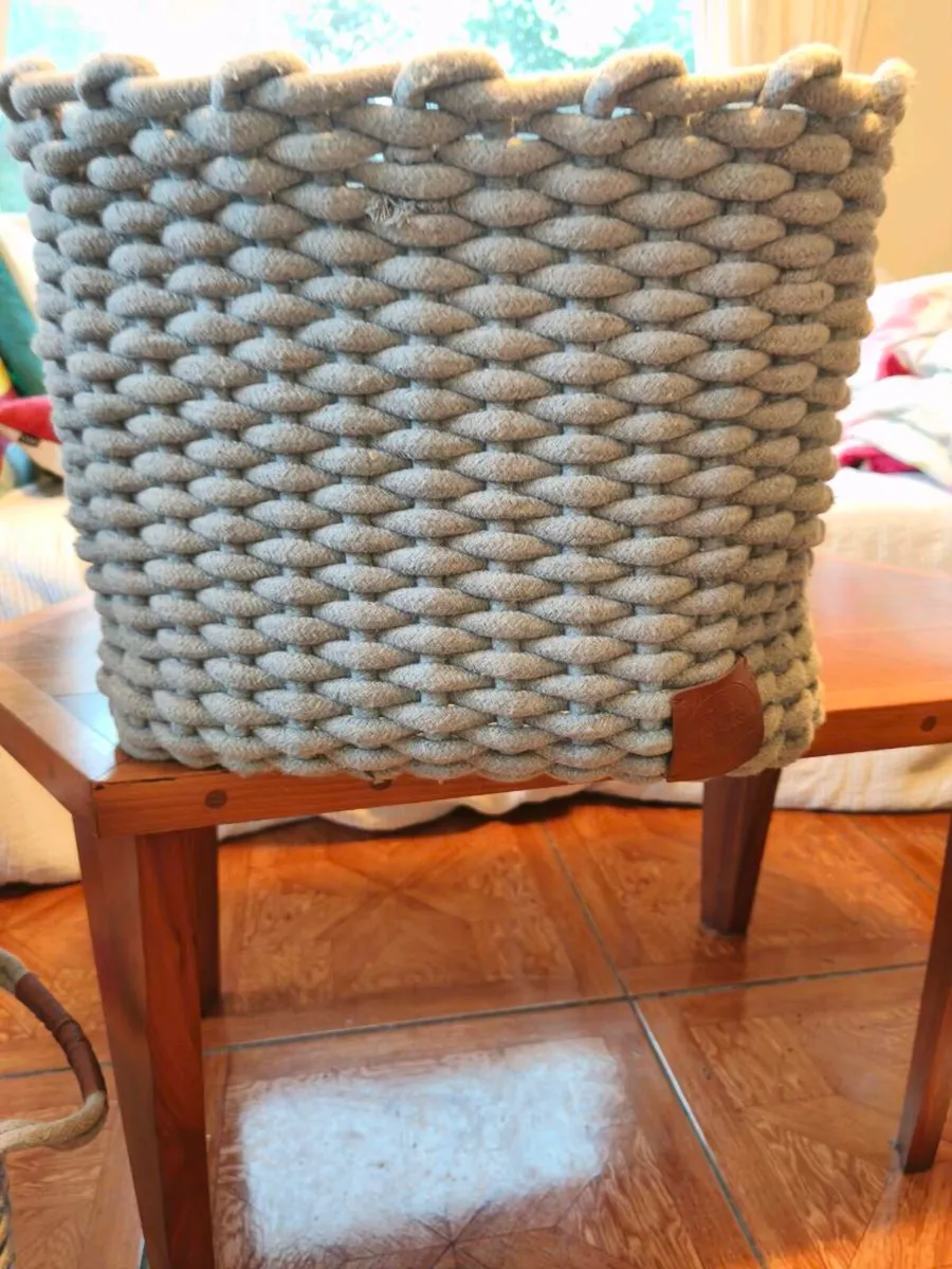 Trio of grey blue baskets, new England style - Image 3