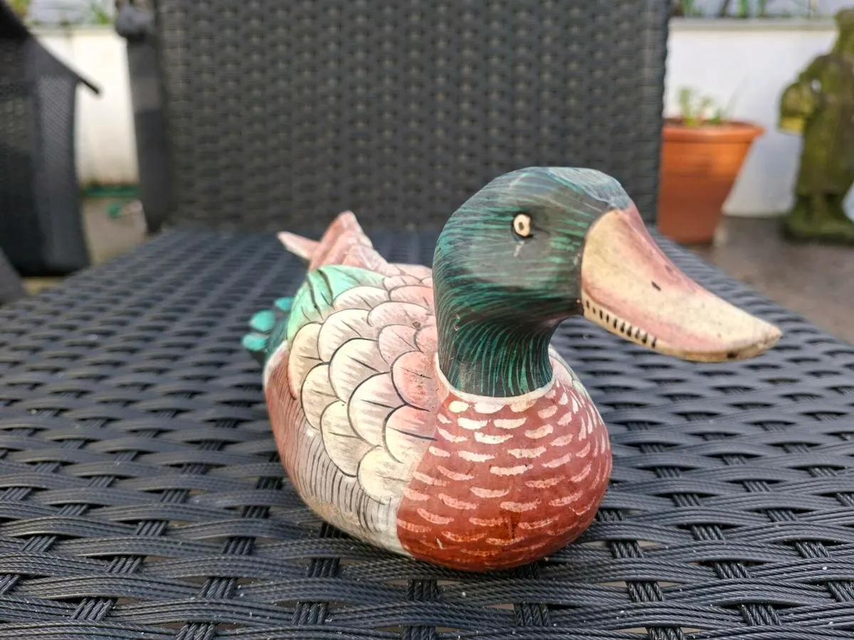 Vintage Hand-carved and Painted Wooden Duck - Image 2