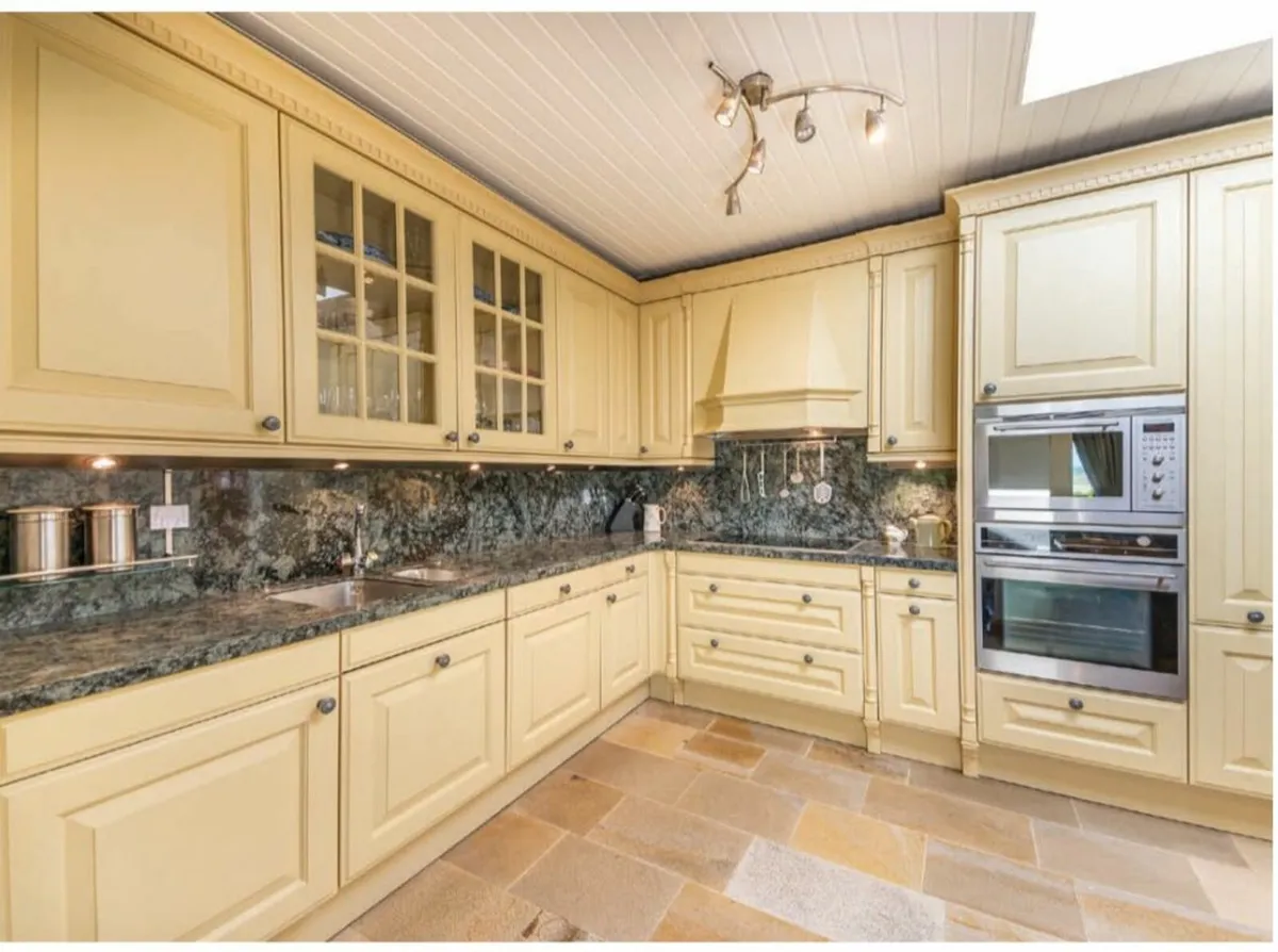 Kitchen solid wood hand painted granite worktop - Image 1