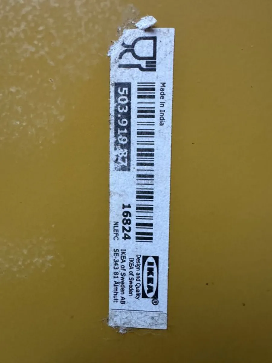 Discontinued IKEA coffee table in painted yellow metal. - Image 3