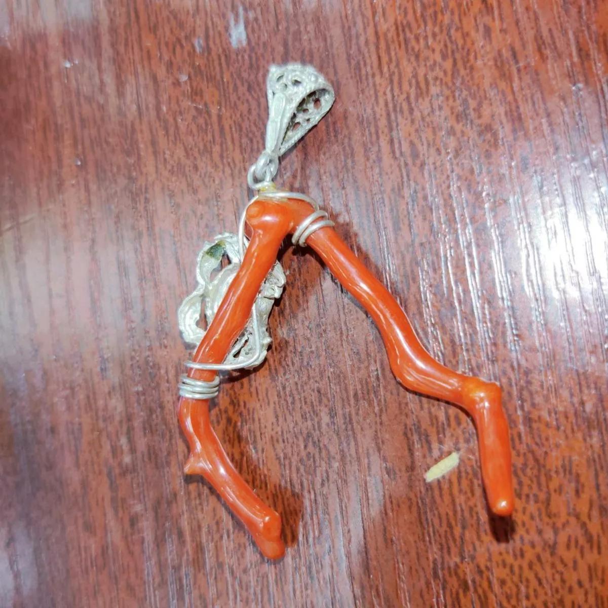 HUGE CORAL WISHBONE, 925 Silver New Unisex Pendant - Image 4