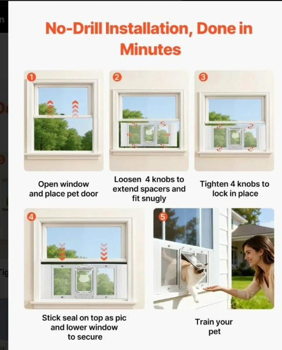 Window Cat Flap with Magnetic Self-Closing Door 4 - Image 4