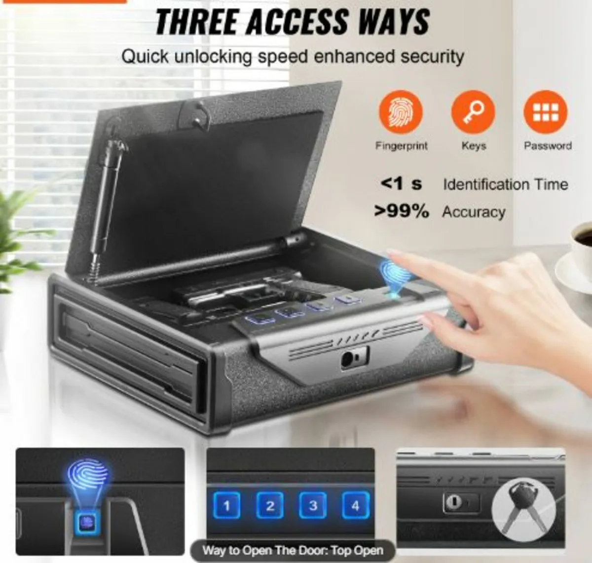 Gun Safe for Pistols Biometric Gun Safe with 3 - Image 2