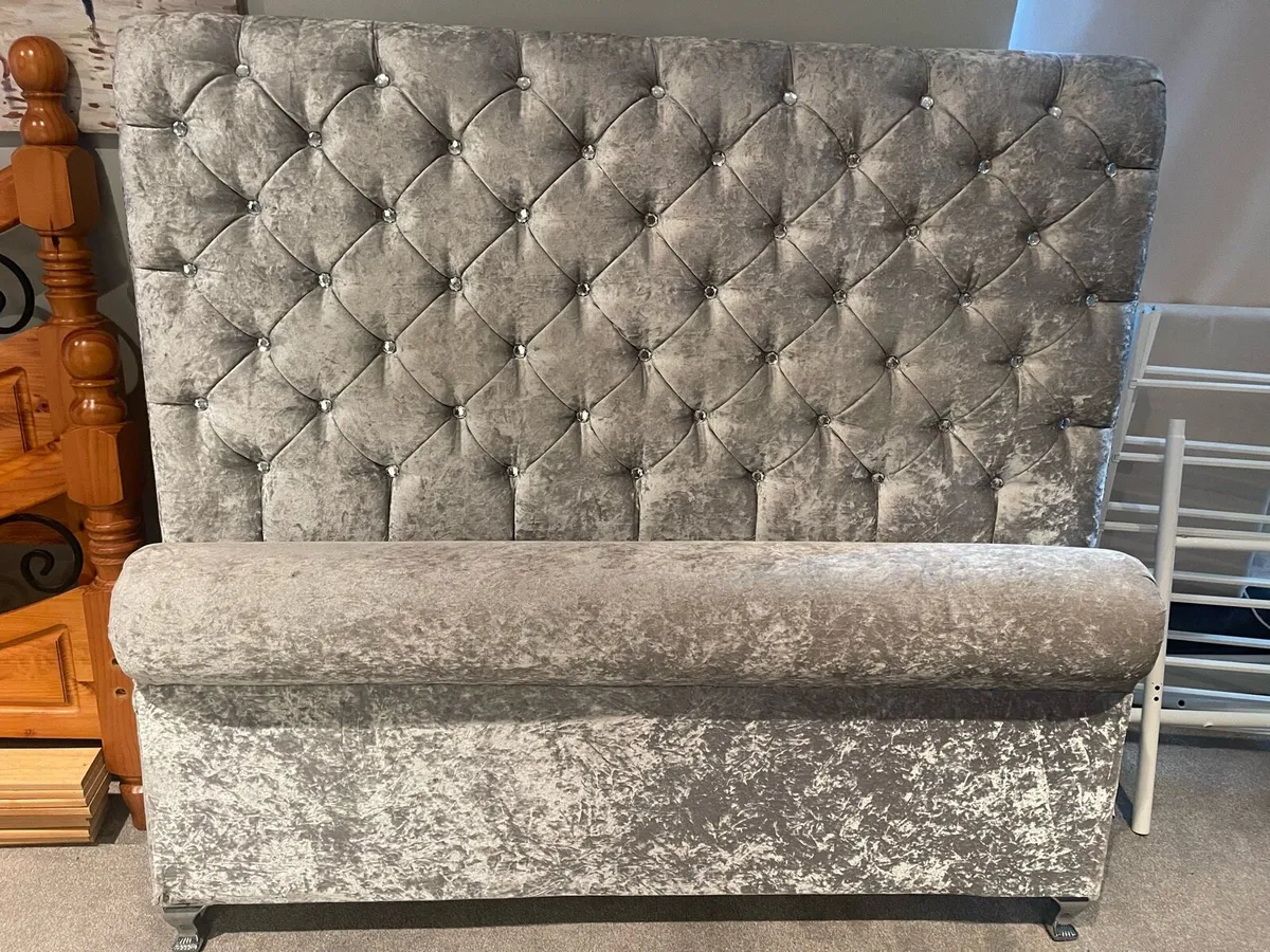 Stunning Extremely Solid 5 Ft Grey Fabric King Bed - Image 2