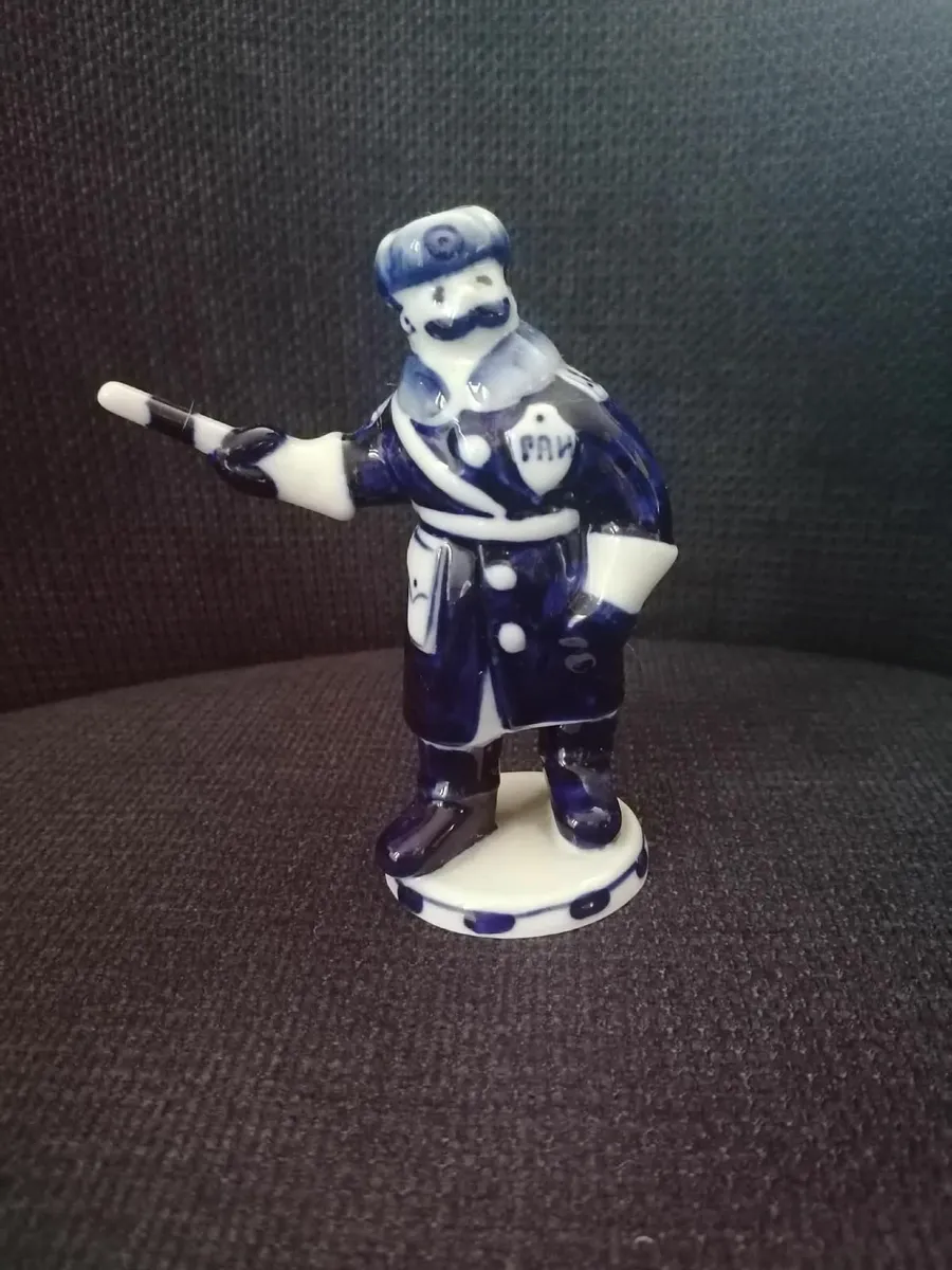 Gzhel Porcelain Russian Militiaman Figurine - Image 2