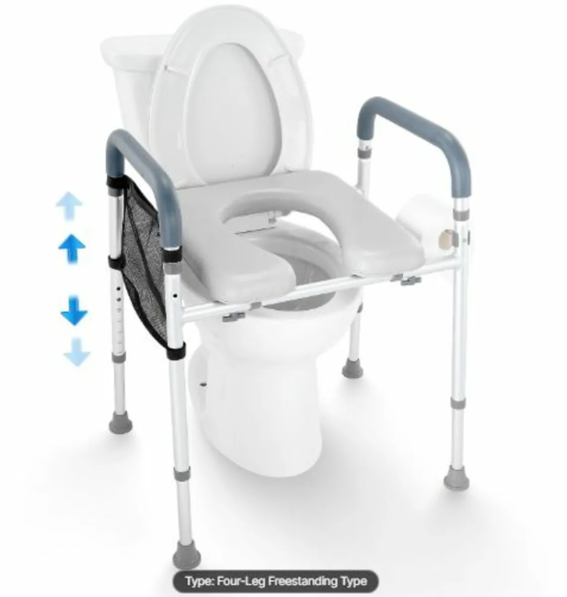 Raised Toilet Seat, 7-Position Height Adjustment - Image 1