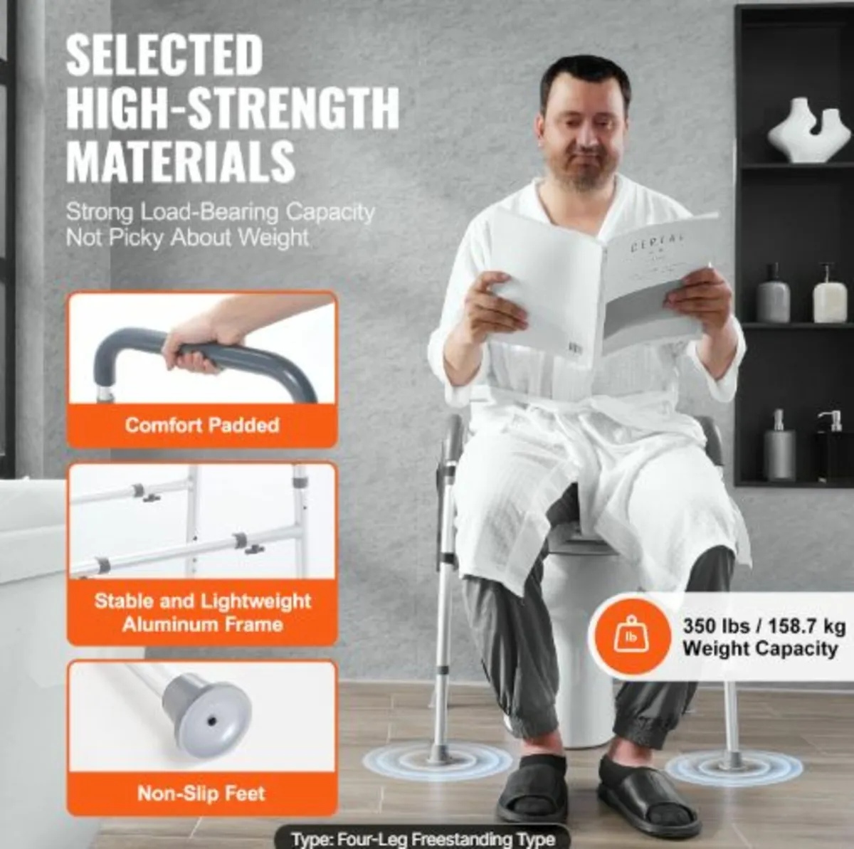 Raised Toilet Seat, 7-Position Height Adjustment - Image 2