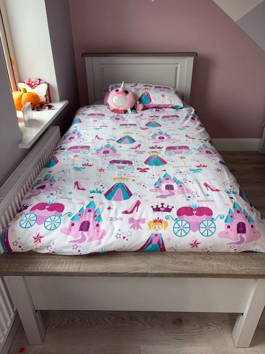 Bed 3ft, solid wood, Glandor Light Grey Bed Frame - Image 4