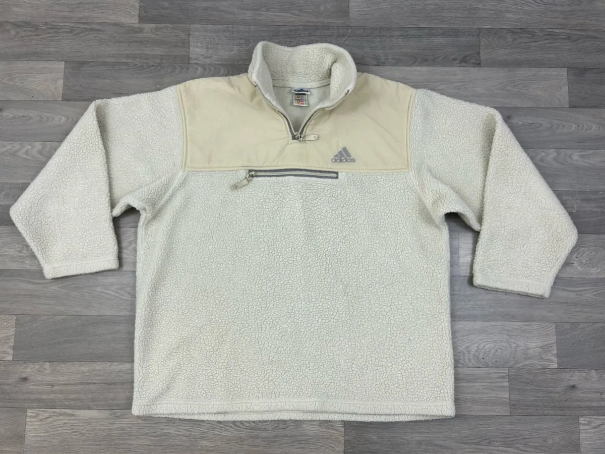 Vintage Adidas Sherpa Fleece Half Zip Jacket XL - Image 1