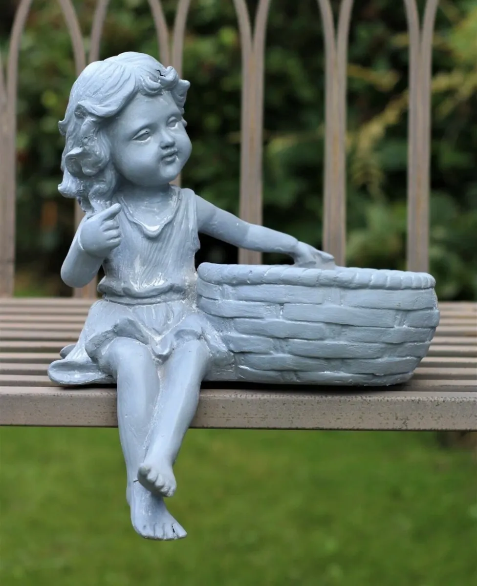 Garden Ornament Boy & Girl Planters / Bird Feeders - Image 4