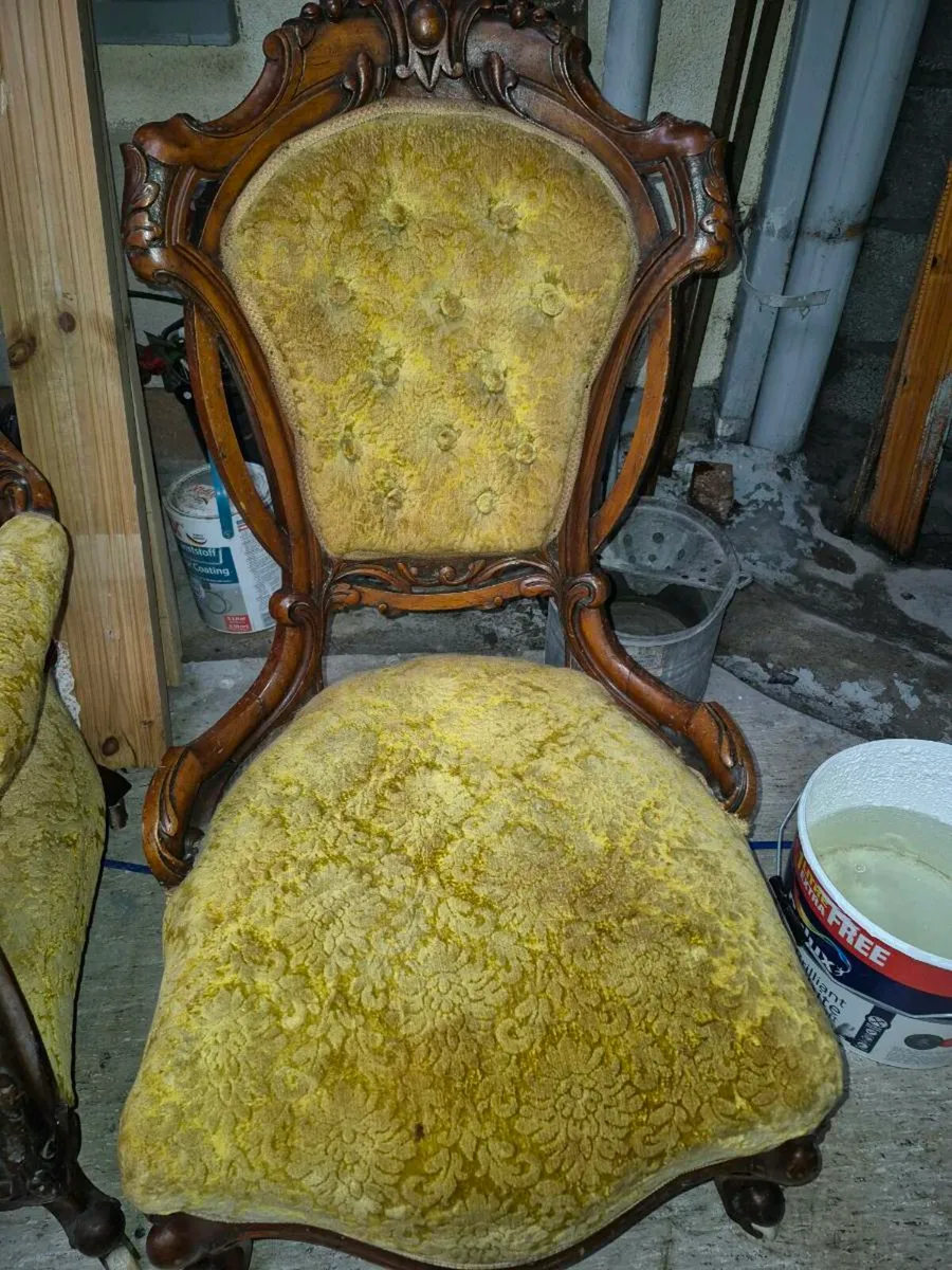 Abutefill antique pair of wallnut arm chairs in pe - Image 2