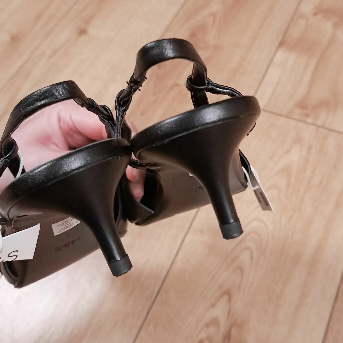 Marks & Spencer Black Leather Slingback Heels 5UK - Image 2