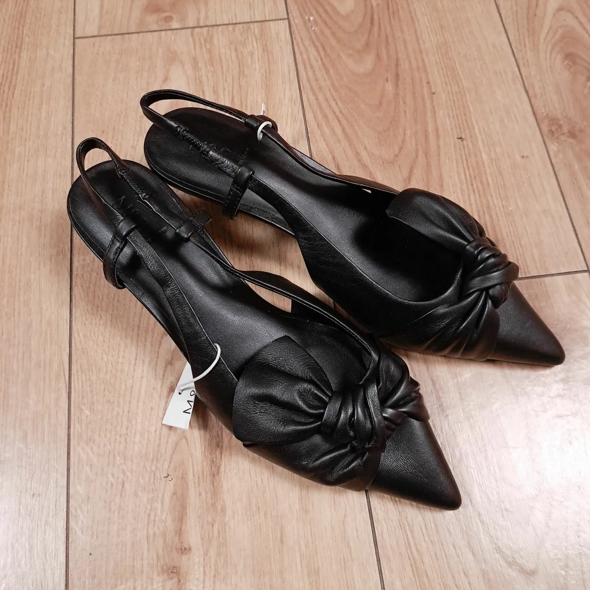 Marks & Spencer Black Leather Slingback Heels 5UK - Image 1