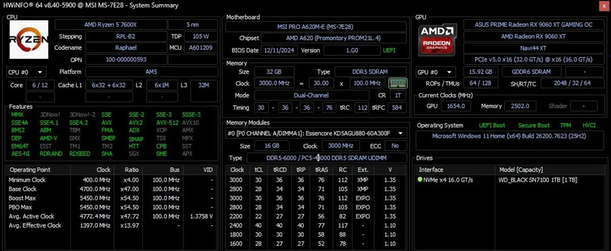 RX 9060XT 16gb, 7600X, 32GB DDR5 Desktop - Image 3