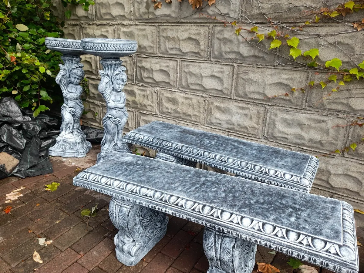 Garden Bench and Angel Bird Bath - Only 190 - Image 1