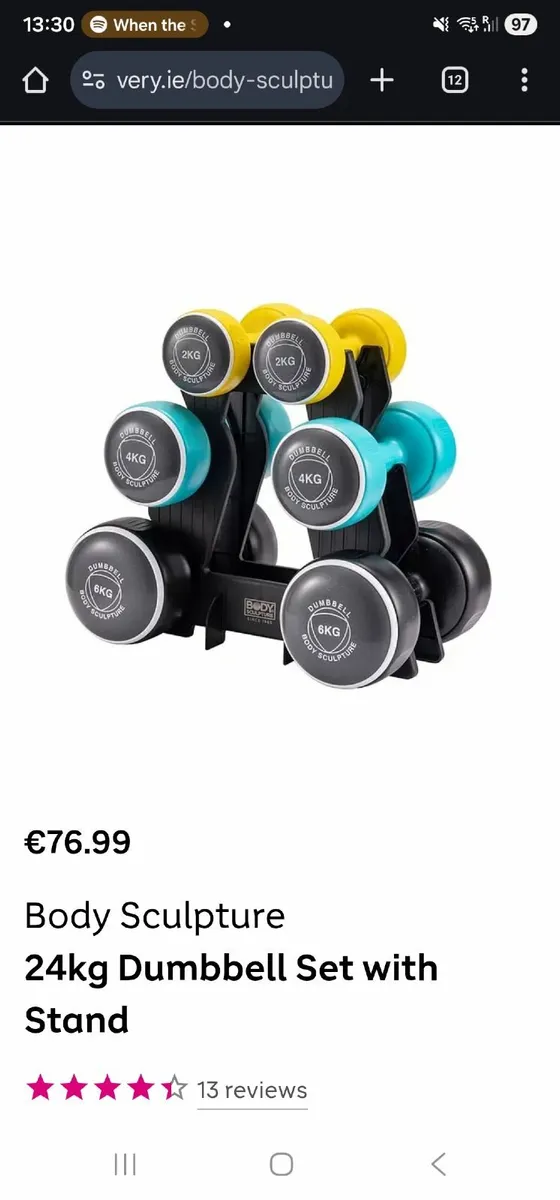24kg Dumbbell Set with Stand - Image 1