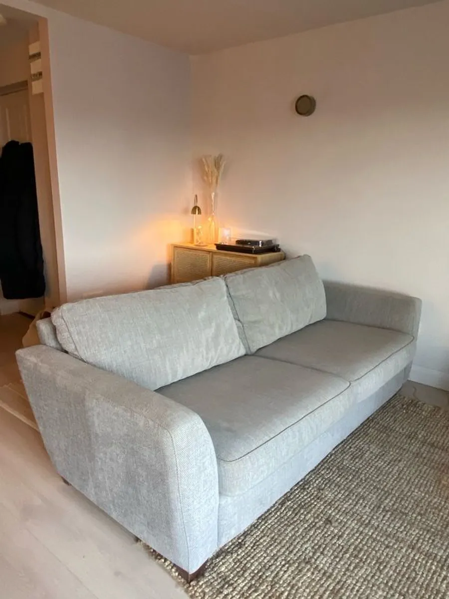 REDUCED TO SELL - DFS grey fabric 3 seater sofa - Image 1