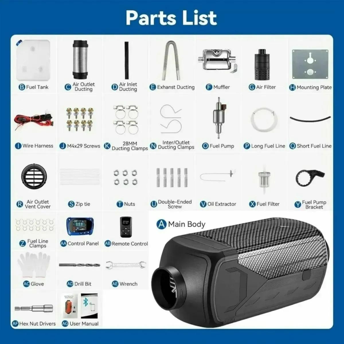 Diesel Heater 12V 5/8kW LCD Remote Kit for Vehicle - Image 2
