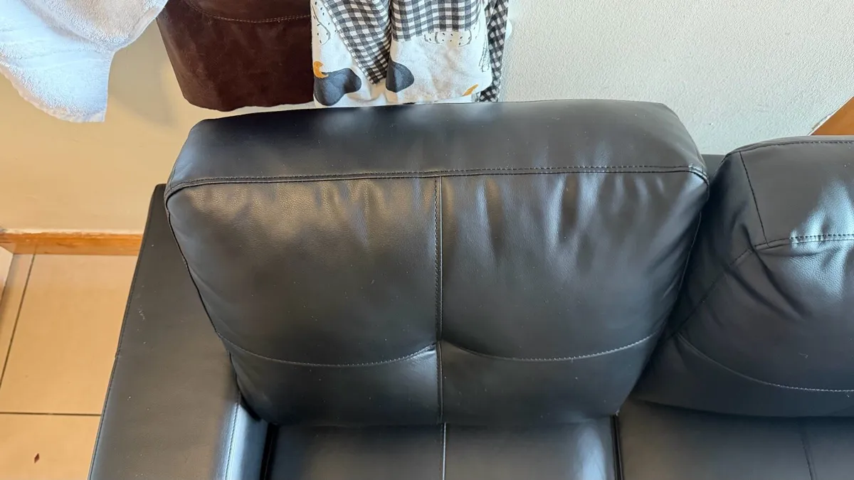 Black Leather Couch - Image 2
