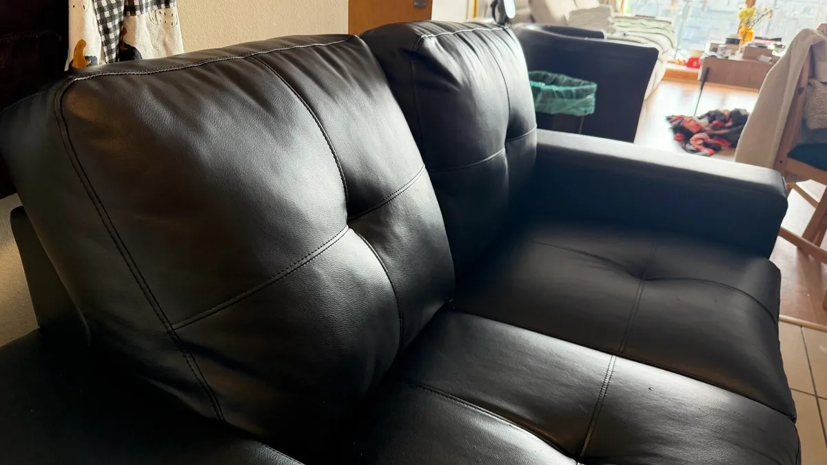Black Leather Couch - Image 4