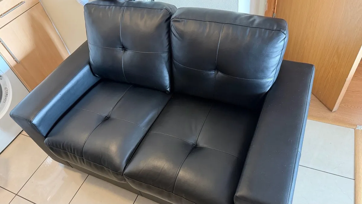 Black Leather Couch - Image 1