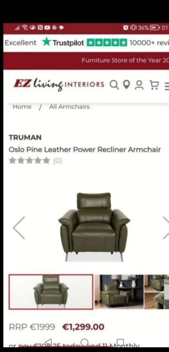 **CLEARANCE** Demo  Leather Powered Recliner - Image 3