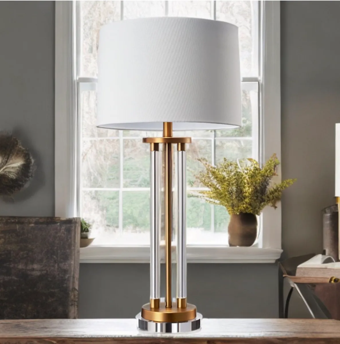 Brass and Glass Table Lamp - Image 2