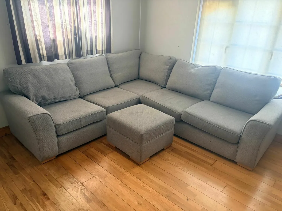 Large L-Shaped Gray Corner Sofa with Matching Foot - Image 3