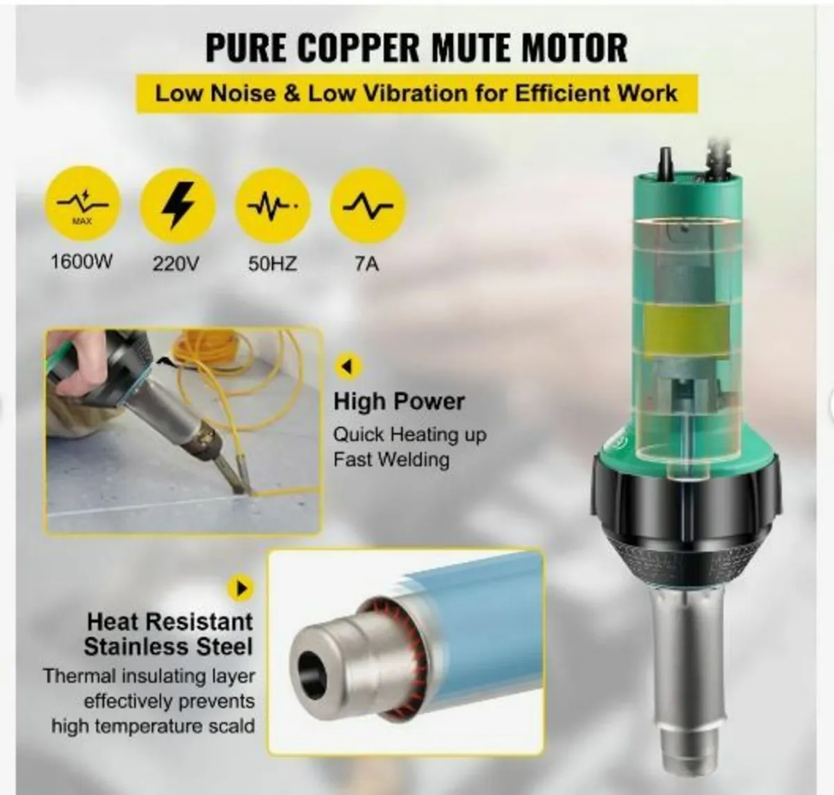 Roofing Welder, 8 Pcs PVC Welding Gun, 1600W - Image 3