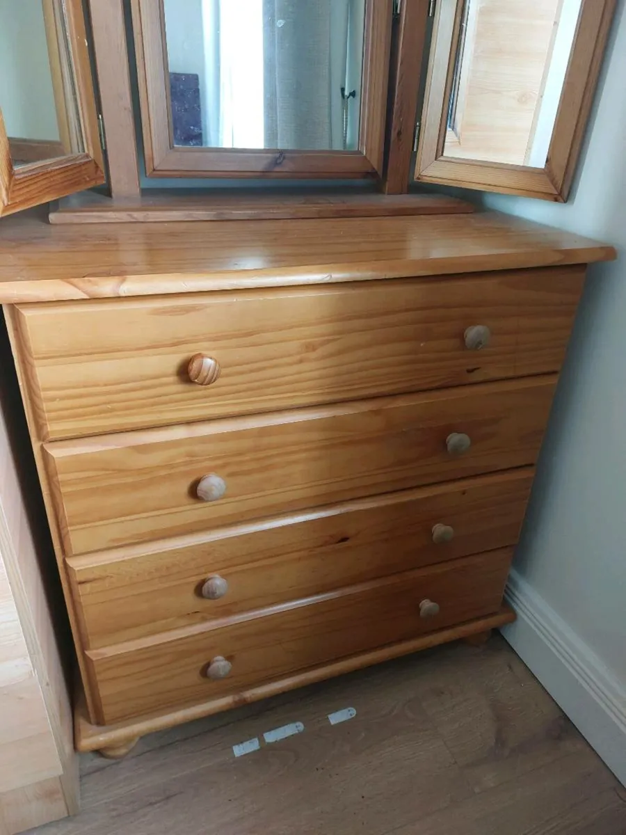 Solid Pine Chest of Drawers with Vanity mirror - Image 1