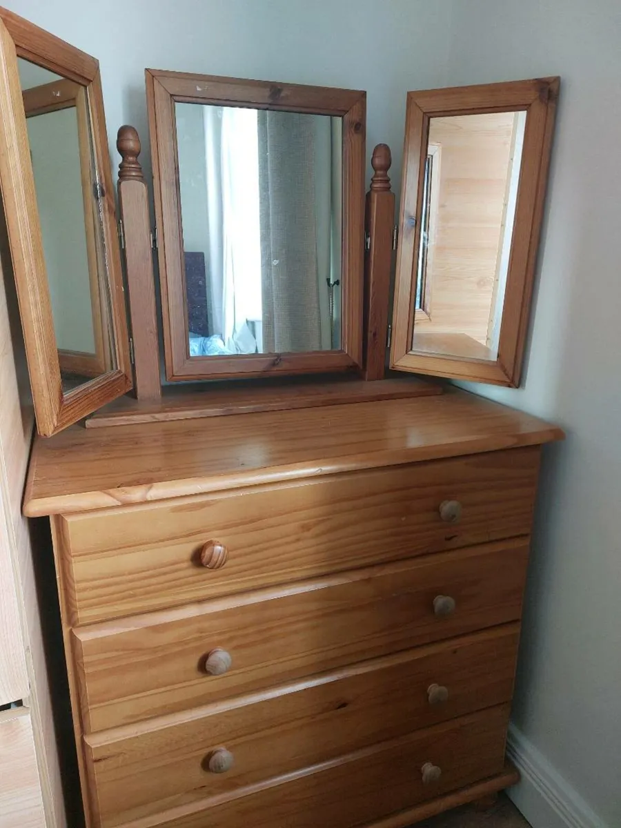 Solid Pine Chest of Drawers with Vanity mirror - Image 2