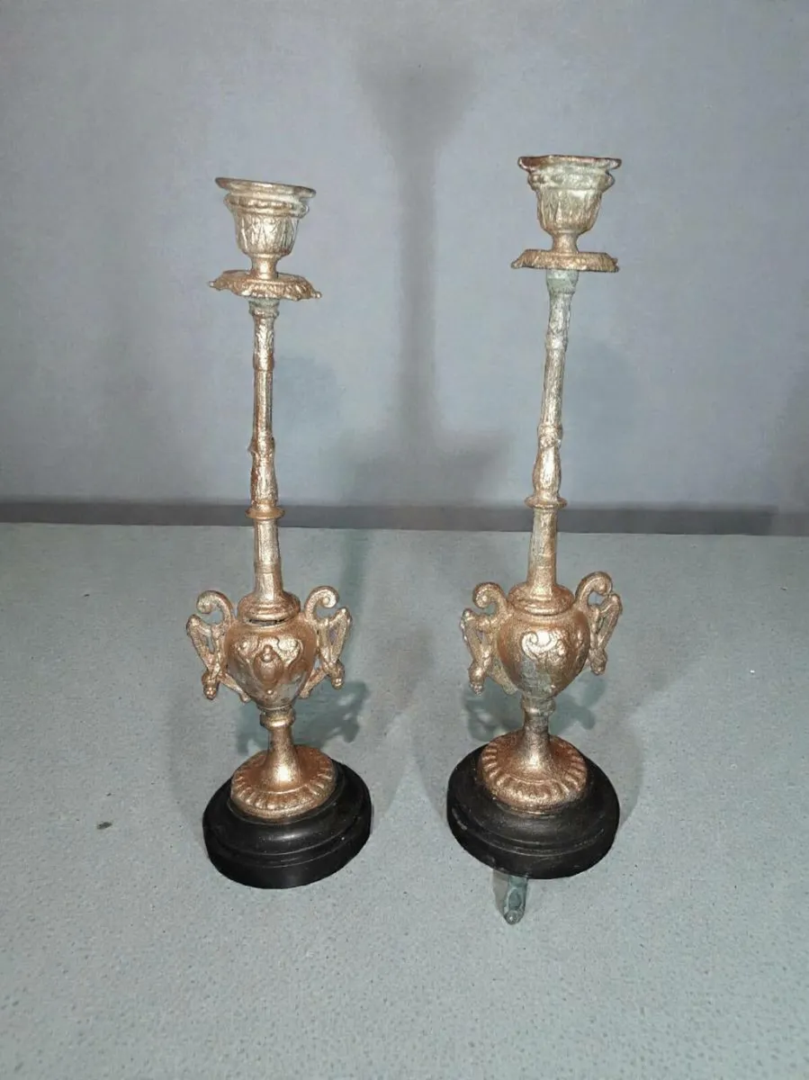 Pair of 19th century French candlesticks - Image 1