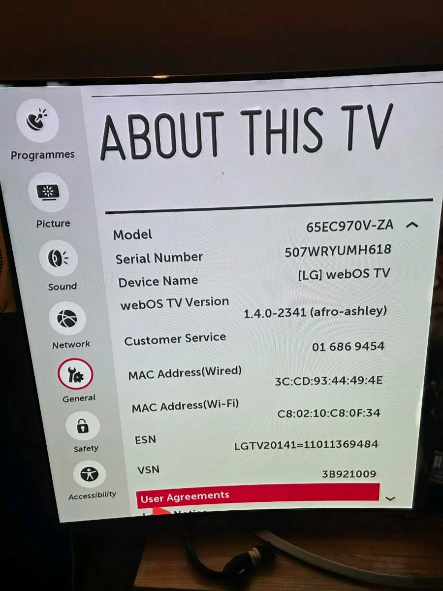 LG TV 65 inch  model 65EC970V-ZA - Image 1