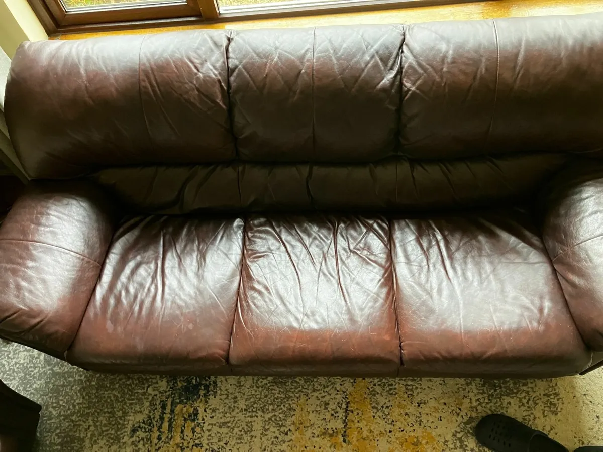 3 & 2 Seater Leather Sofas - Image 1
