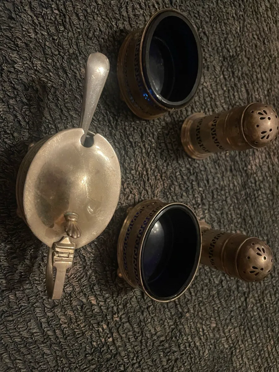 Antique five piece cruet set - Image 1