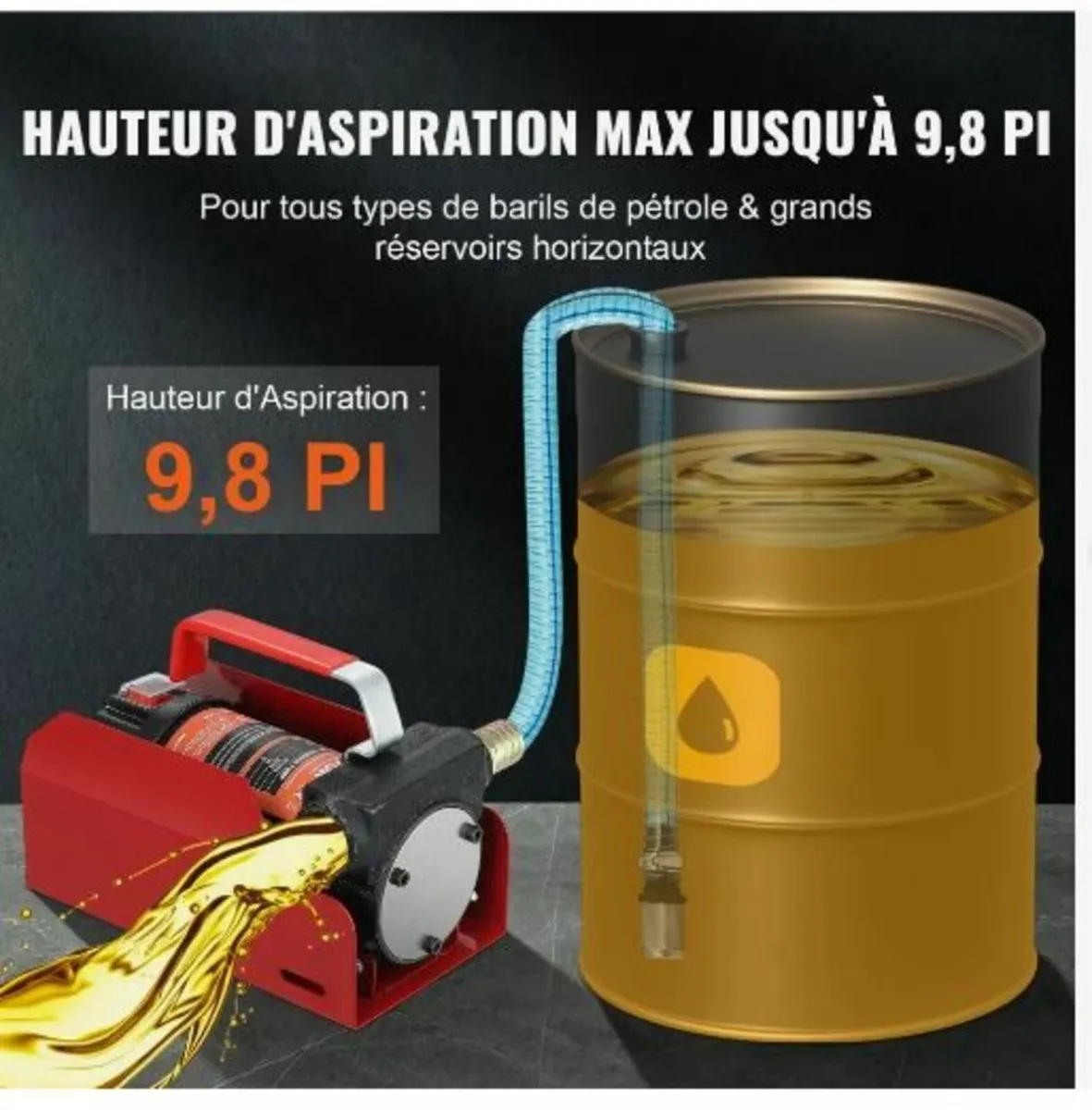 Fuel Transfer Pump, 12V DC 37.9 LPM 798.6 cm - Image 4