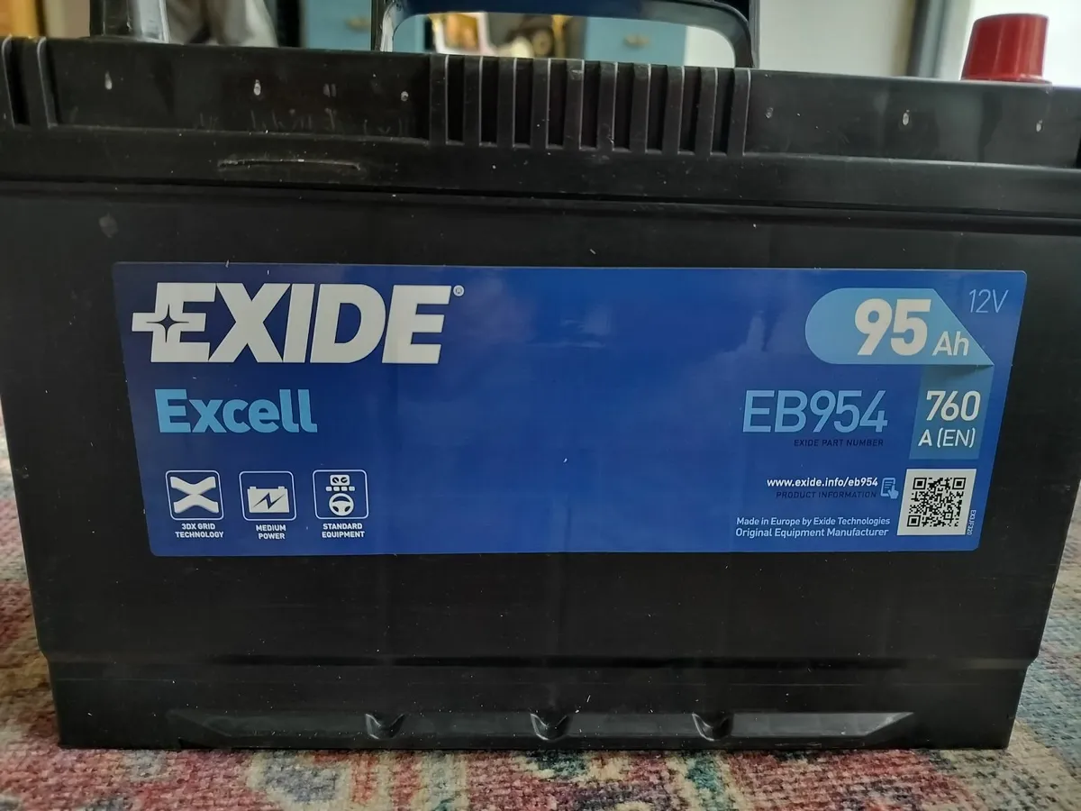 2 x 12v Exide Excell  95ah 760 Batteries - Image 1