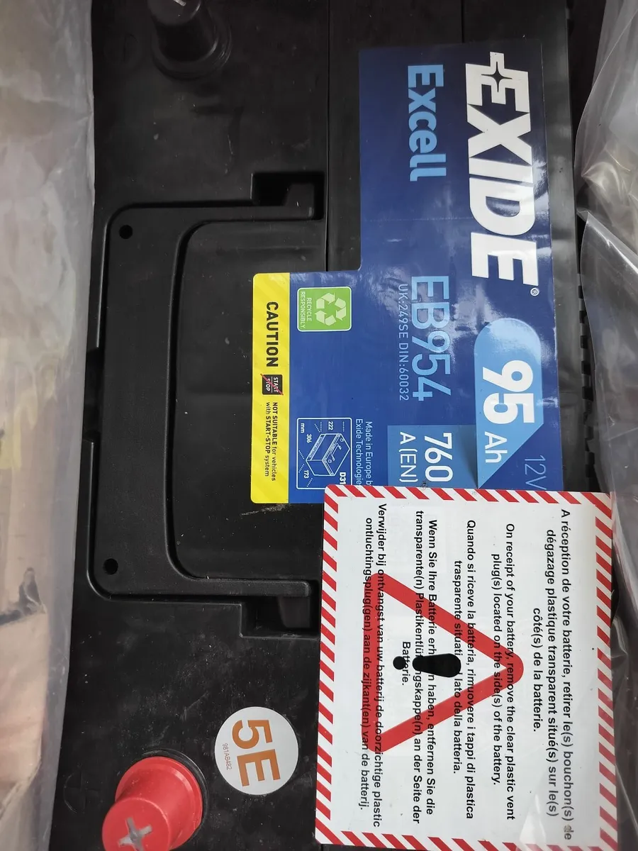 2 x 12v Exide Excell  95ah 760 Batteries - Image 4