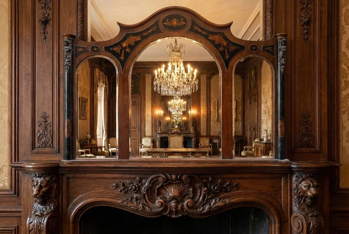 This is a massive old inlaid wooden frame