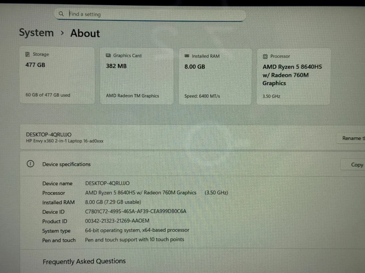 New HP Envy x360 16 2-in-1 Laptop Ryzen 5 8640HS - Image 2