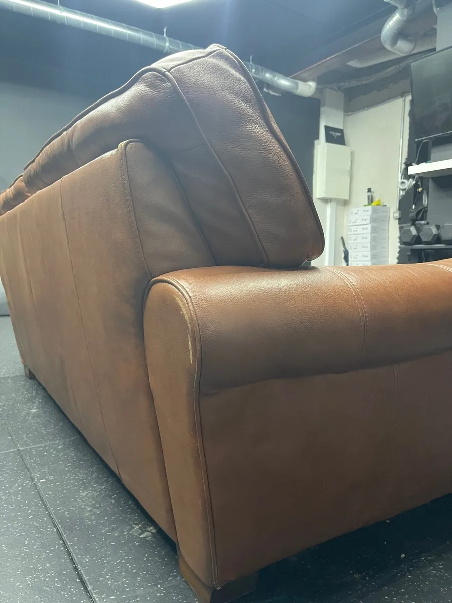 Furniture Brown Leather Couch - Image 1