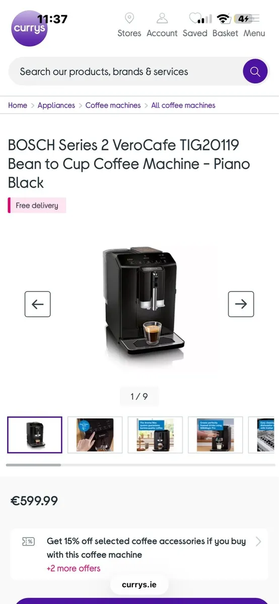 Bosch Bean to Cup Coffee Machine - Image 3