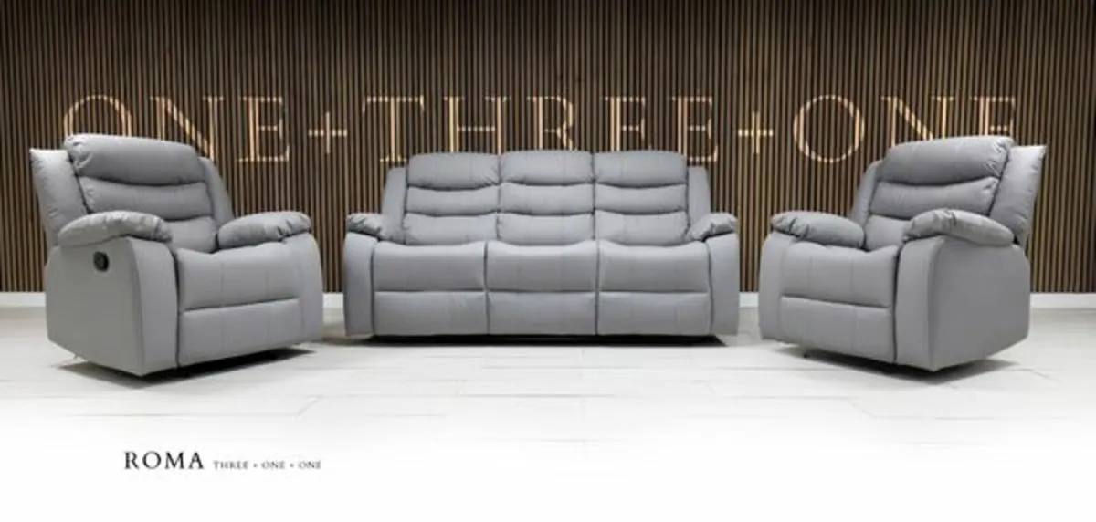 Roma 3+1+1 Leather Recliner Sofa Set - Image 2