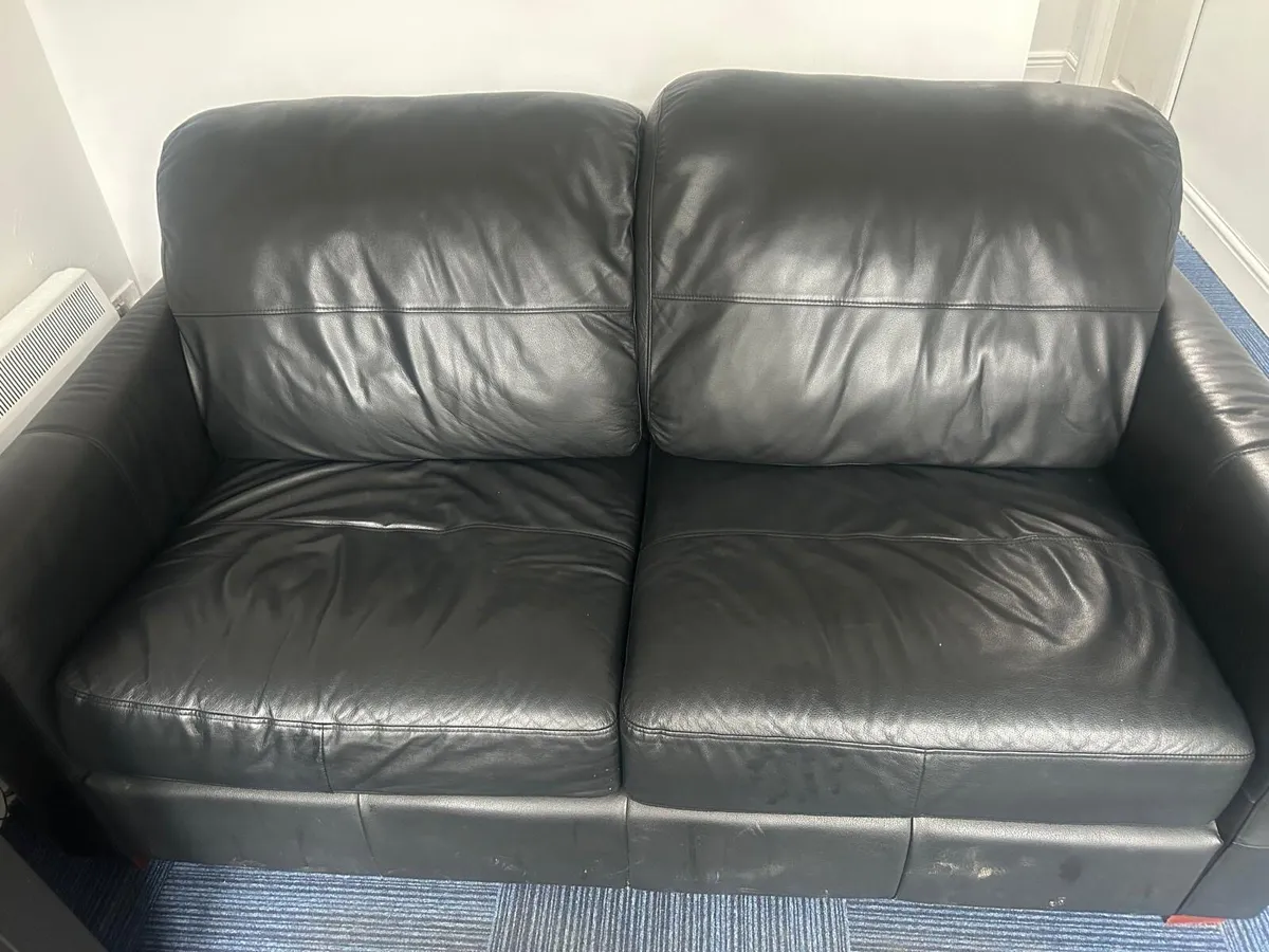 Black leather Double Sofa Bed - Image 2