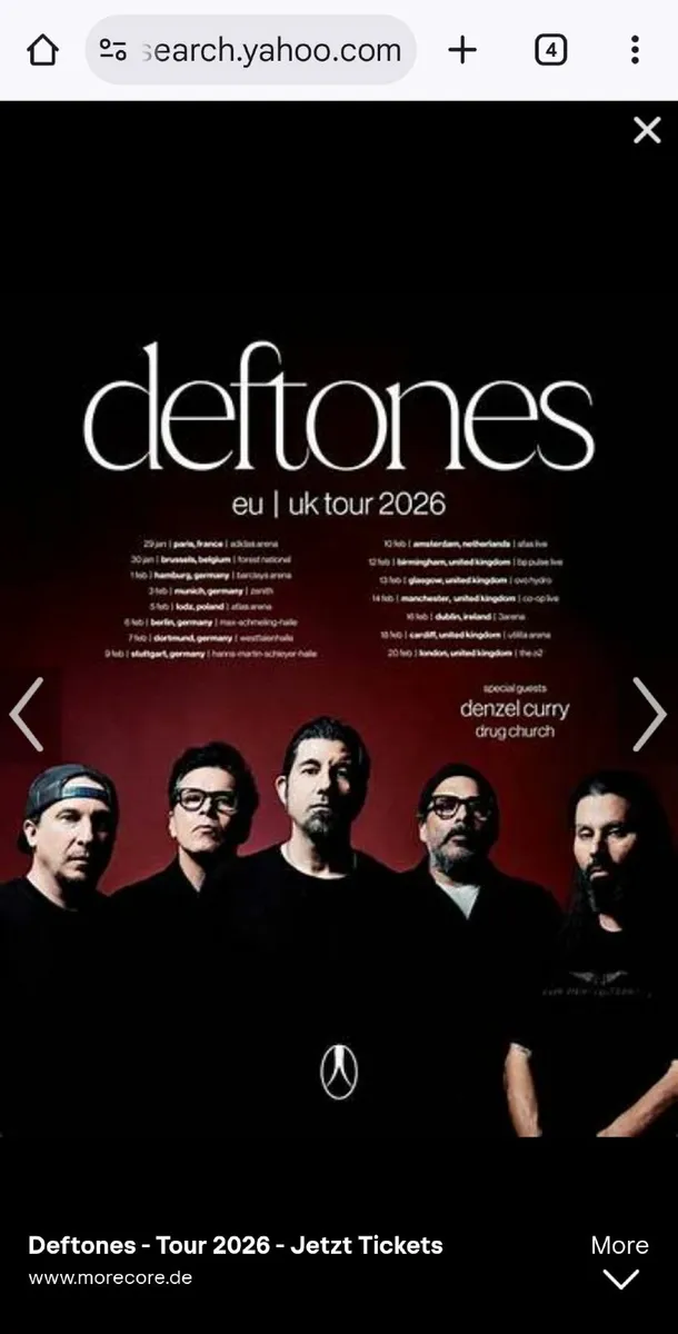 DEFTONES concert ticket
