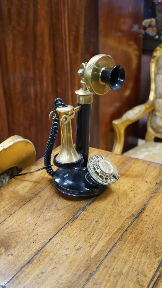 Retro Brass & Black Candlestick Telephone - Image 1
